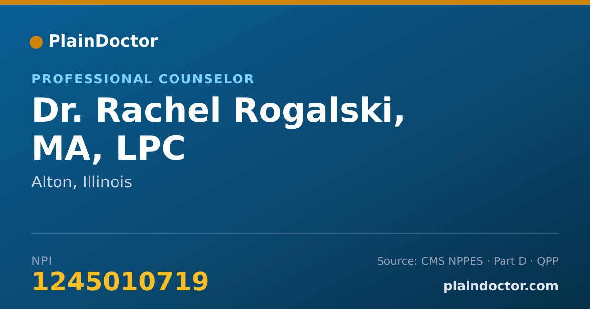 Shareable card for Rachel Rogalski, MA, LPC - Professional Counselor, Alton, IL