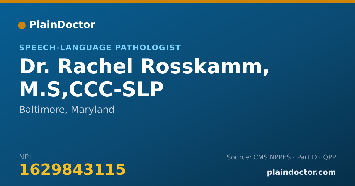 Shareable card for Rachel Rosskamm, M.S,CCC-SLP - Speech-Language Pathologist, Baltimore, MD