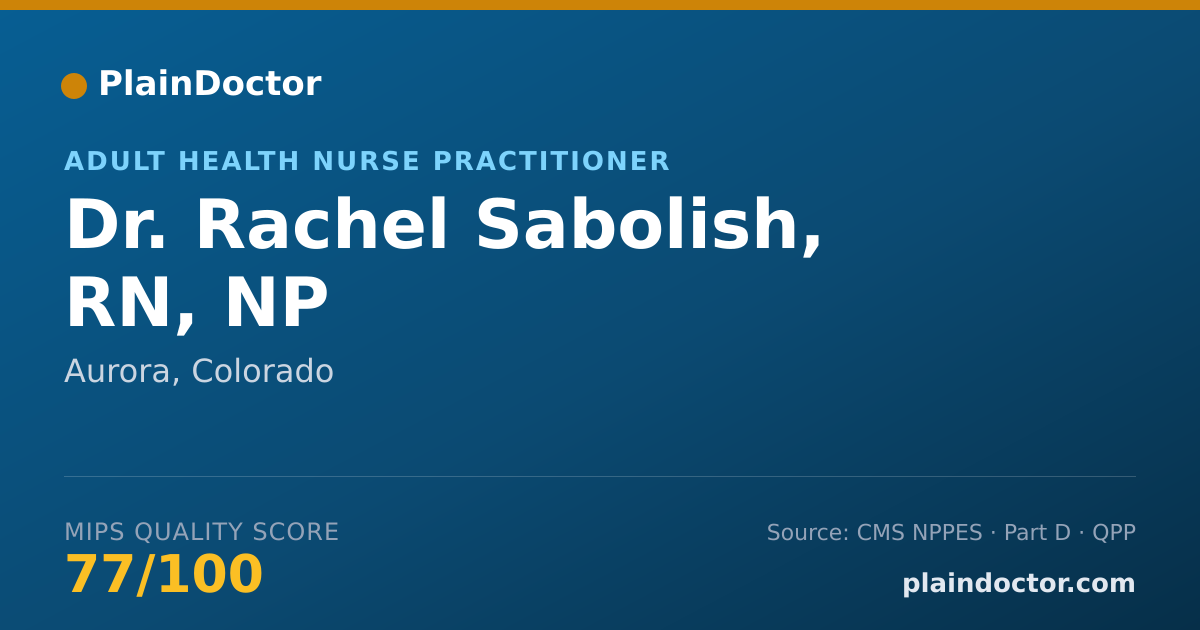 Shareable card for Rachel Sabolish, RN, NP - Adult Health Nurse Practitioner, Aurora, CO