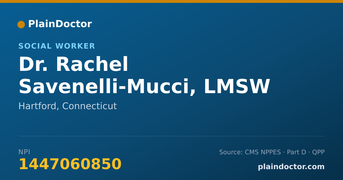 Shareable card for Rachel Savenelli-Mucci, LMSW - Social Worker, Hartford, CT
