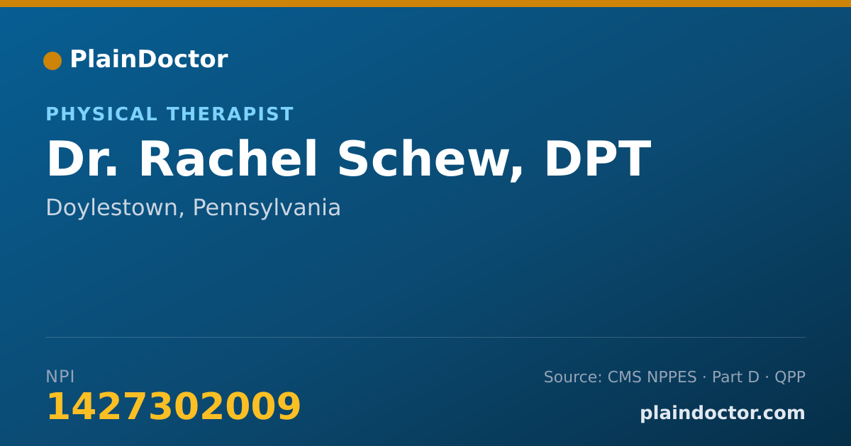 Shareable card for Rachel Schew, DPT - Physical Therapist, Doylestown, PA