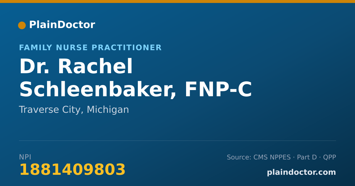 Shareable card for Rachel Schleenbaker, FNP-C - Family Nurse Practitioner, Traverse City, MI