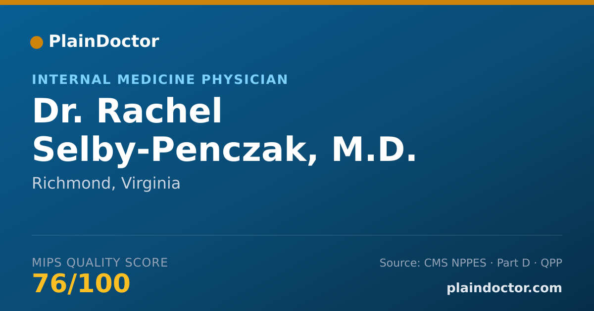 Shareable card for Rachel Selby-Penczak, M.D. - Internal Medicine Physician, Richmond, VA