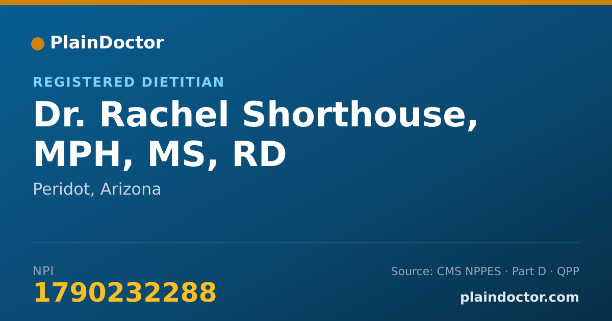 Shareable card for Rachel Shorthouse, MPH, MS, RD - Registered Dietitian, Peridot, AZ