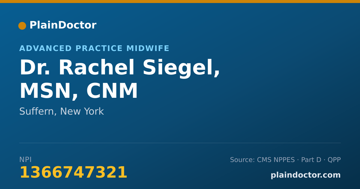 Shareable card for Rachel Siegel, MSN, CNM - Advanced Practice Midwife, Suffern, NY