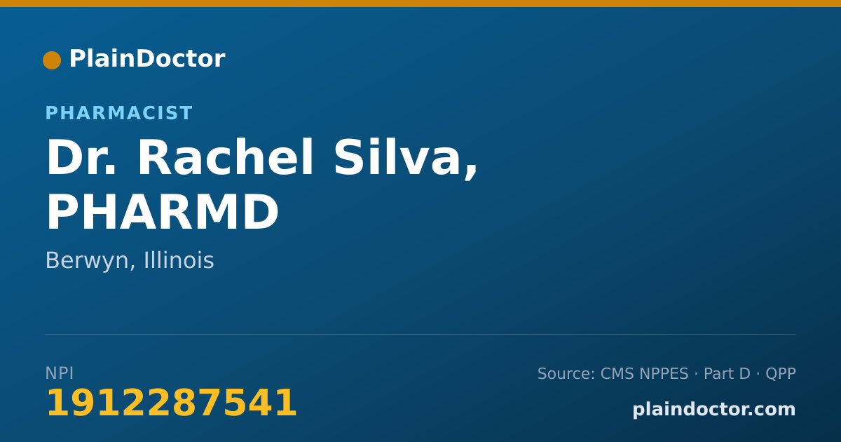 Shareable card for Rachel Silva, PHARMD - Pharmacist, Berwyn, IL