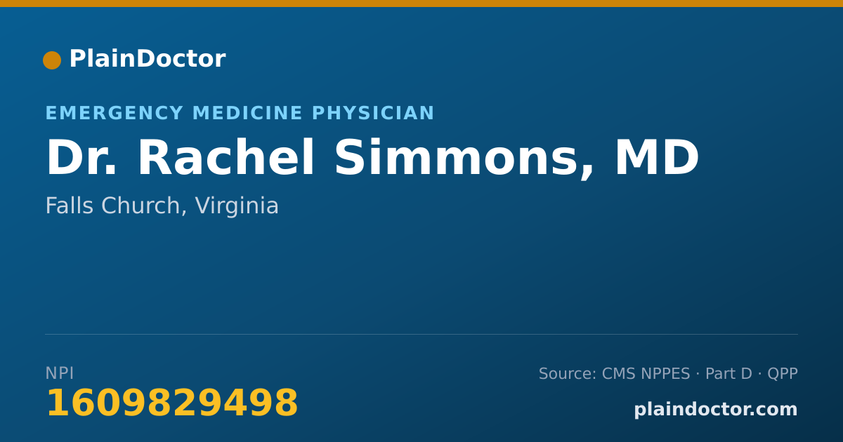 Shareable card for Rachel Simmons, MD - Emergency Medicine Physician, Falls Church, VA