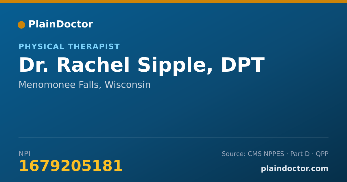 Shareable card for Rachel Sipple, DPT - Physical Therapist, Menomonee Falls, WI