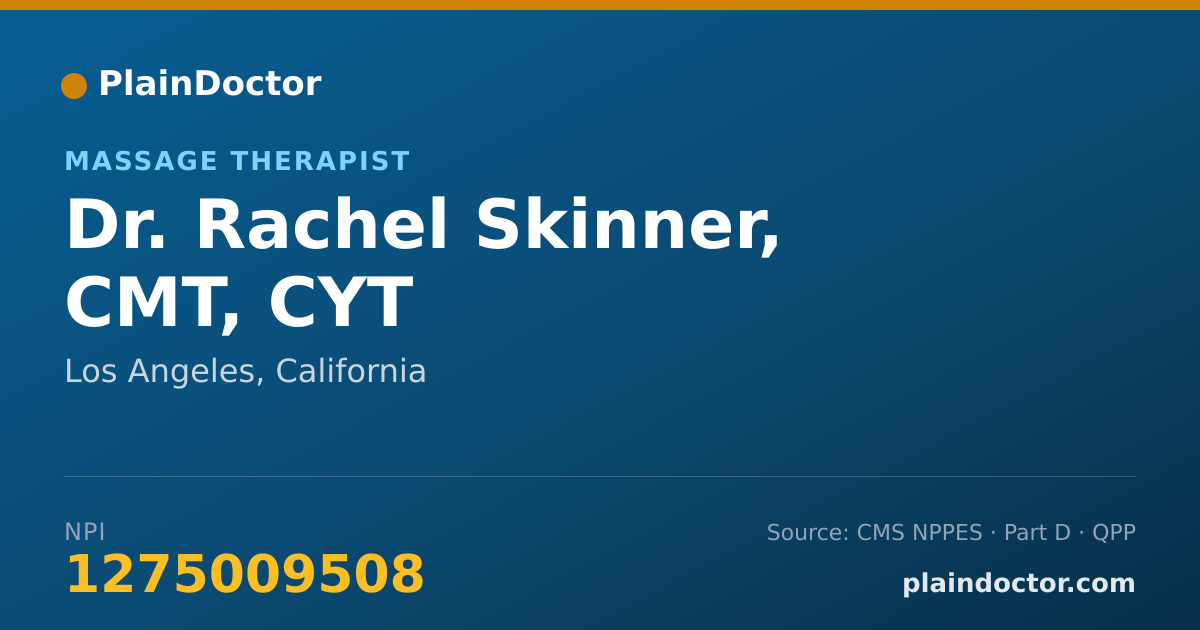 Shareable card for Rachel Skinner, CMT, CYT - Massage Therapist, Los Angeles, CA