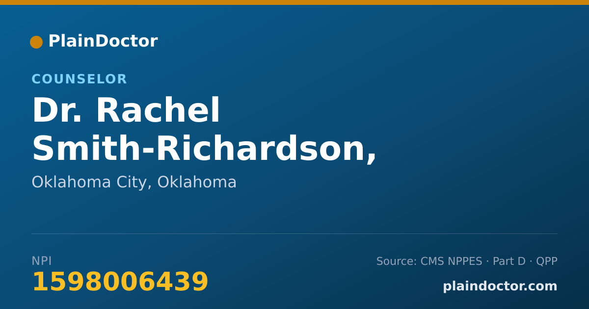 Shareable card for Rachel Smith-Richardson, LPC-C - Counselor, Oklahoma City, OK