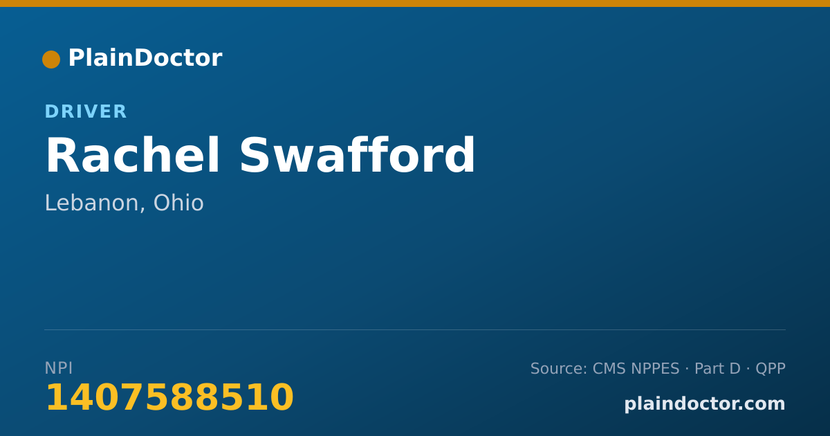 Shareable card for Rachel Swafford - Driver, Lebanon, OH