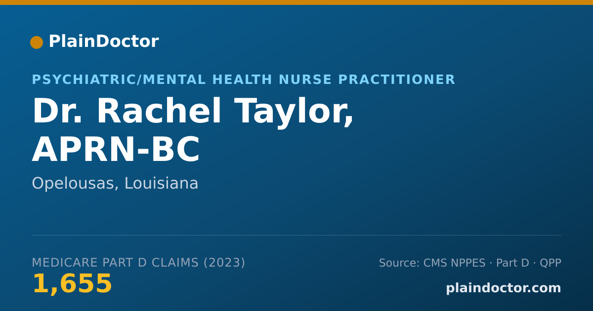 Shareable card for Rachel Taylor, APRN-BC - Psychiatric/Mental Health Nurse Practitioner, Opelousas, LA