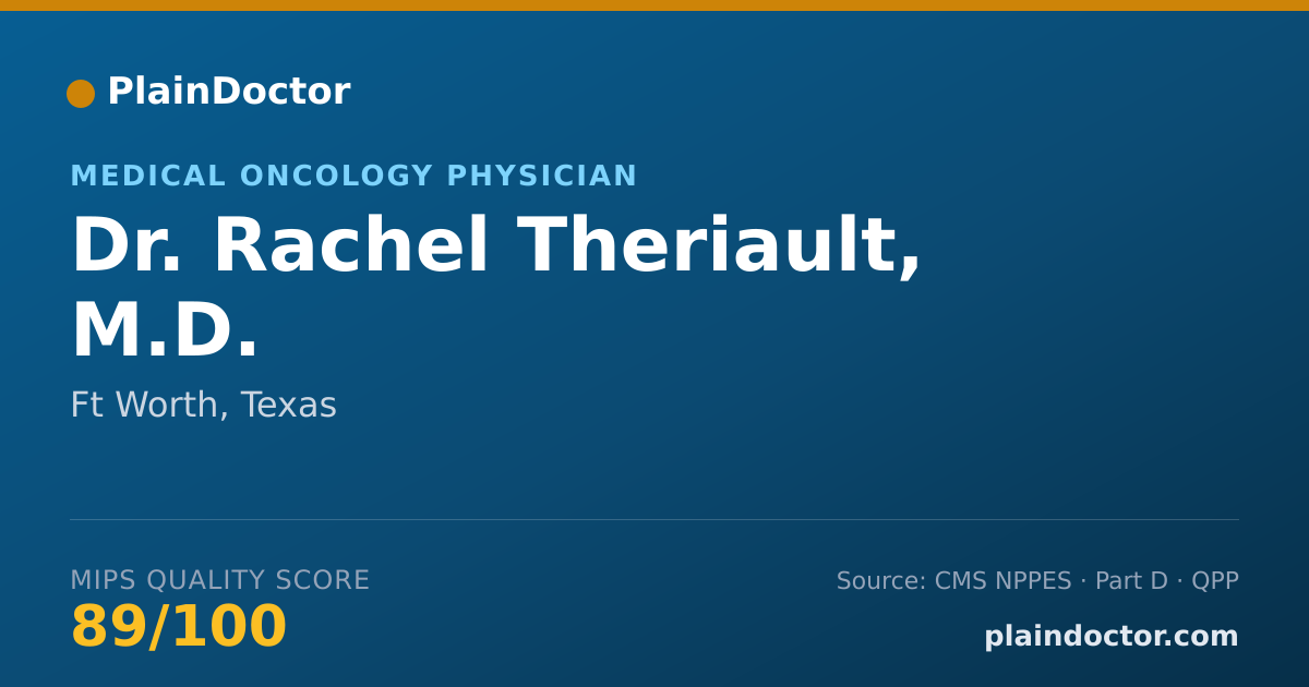 Shareable card for Rachel Theriault, M.D. - Medical Oncology Physician, Ft Worth, TX
