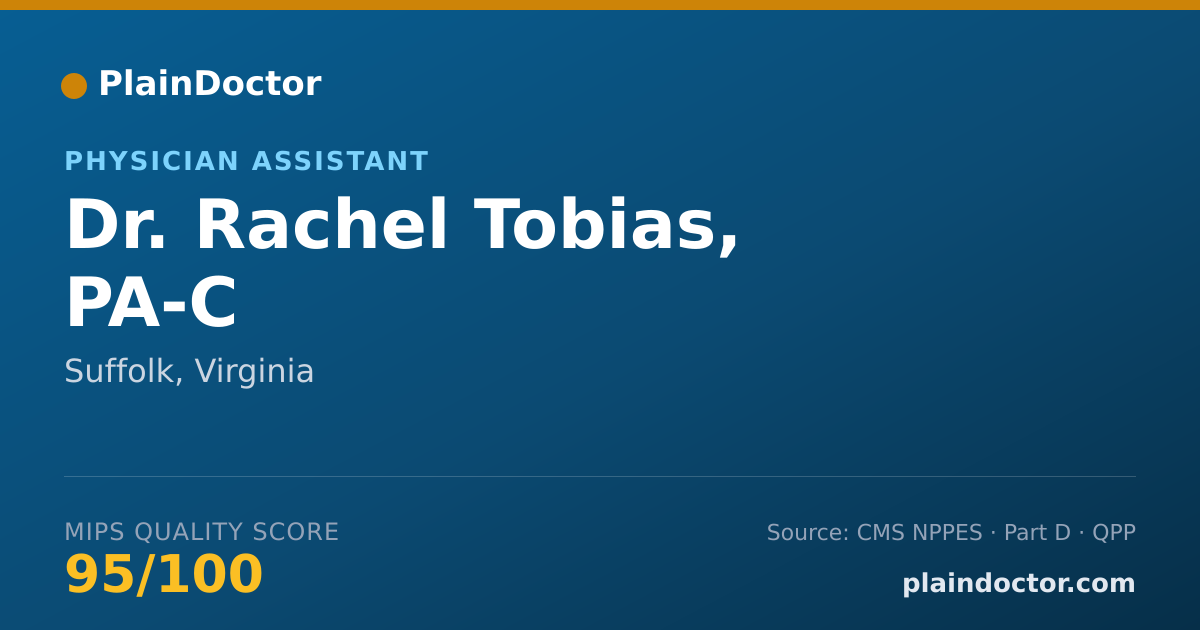 Shareable card for Rachel Tobias, PA-C - Physician Assistant, Suffolk, VA