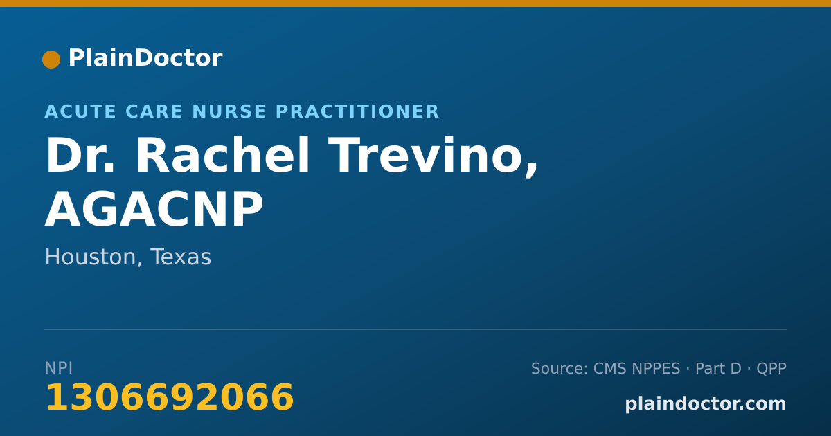 Shareable card for Rachel Trevino, AGACNP - Acute Care Nurse Practitioner, Houston, TX