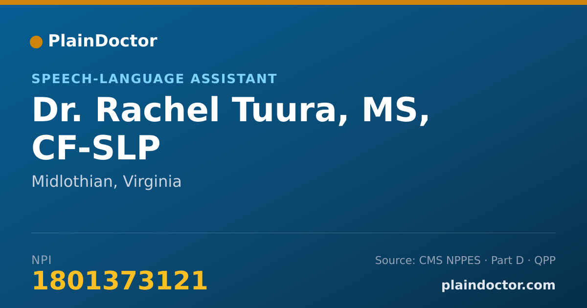 Shareable card for Rachel Tuura, MS, CF-SLP - Speech-Language Assistant, Midlothian, VA