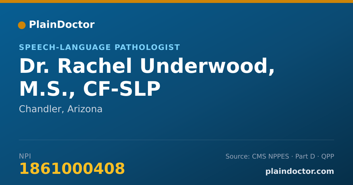 Shareable card for Rachel Underwood, M.S., CF-SLP - Speech-Language Pathologist, Chandler, AZ