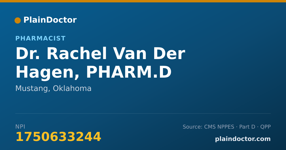 Shareable card for Rachel Van Der Hagen, PHARM.D - Pharmacist, Mustang, OK