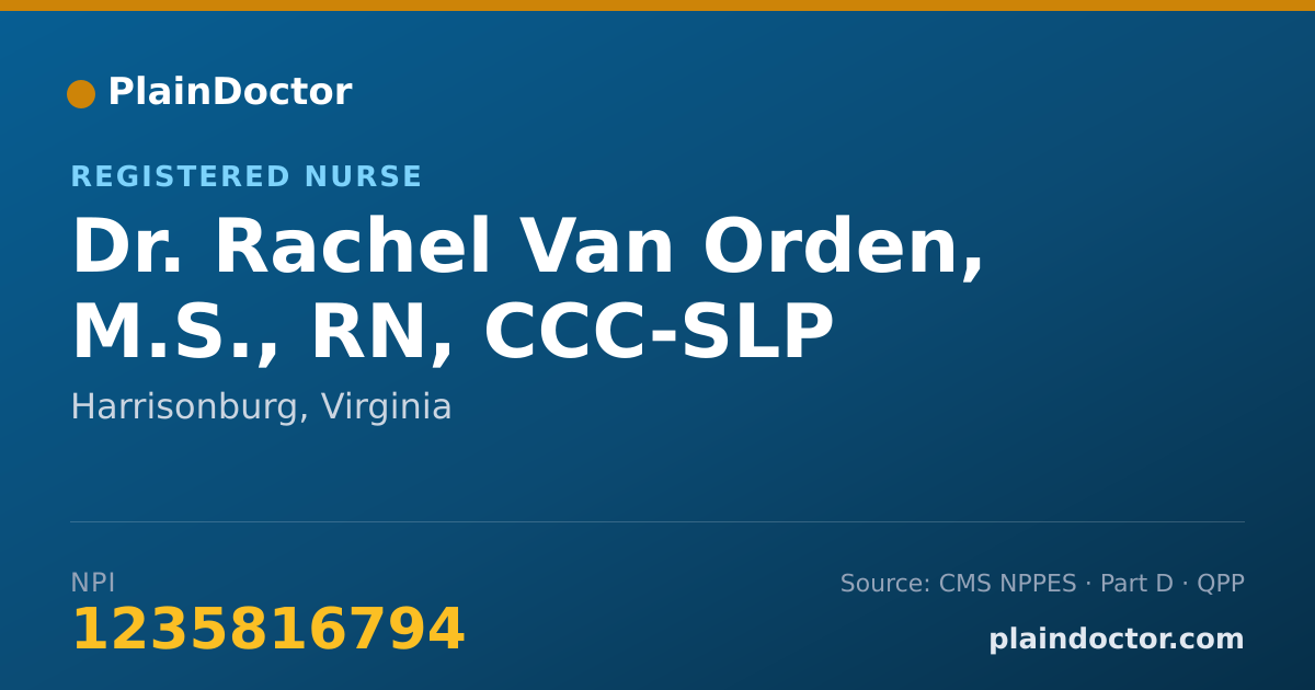 Shareable card for Rachel Van Orden, M.S., RN, CCC-SLP - Registered Nurse, Harrisonburg, VA