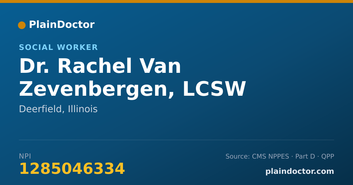 Shareable card for Rachel Van Zevenbergen, LCSW - Social Worker, Deerfield, IL