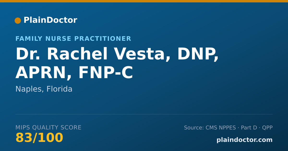 Shareable card for Rachel Vesta, DNP, APRN, FNP-C - Family Nurse Practitioner, Naples, FL