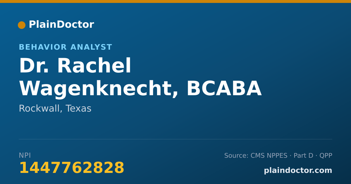 Shareable card for Rachel Wagenknecht, BCABA - Behavior Analyst, Rockwall, TX