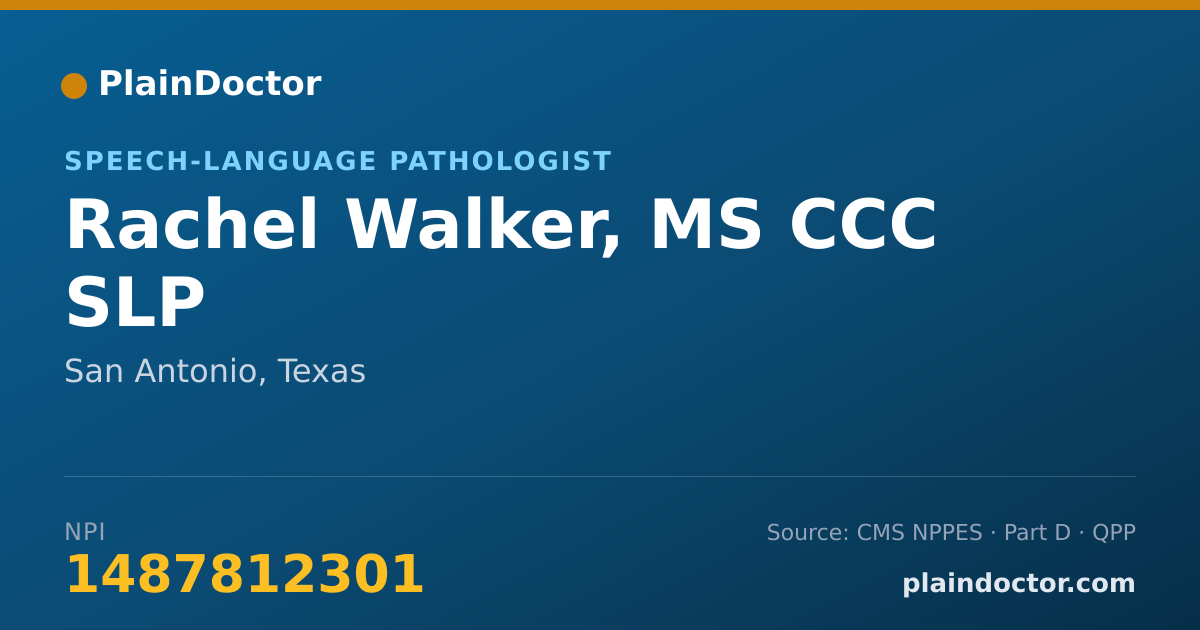 Shareable card for Rachel Walker, MS CCC SLP - Speech-Language Pathologist, San Antonio, TX
