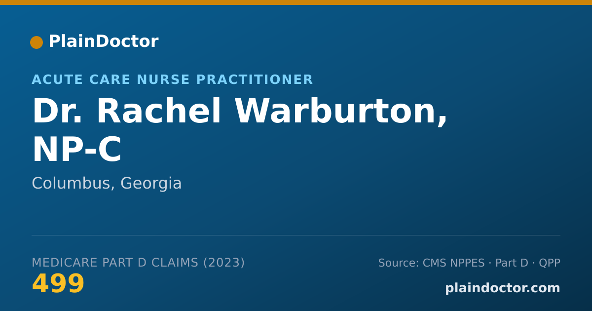 Shareable card for Rachel Warburton, NP-C - Acute Care Nurse Practitioner, Columbus, GA