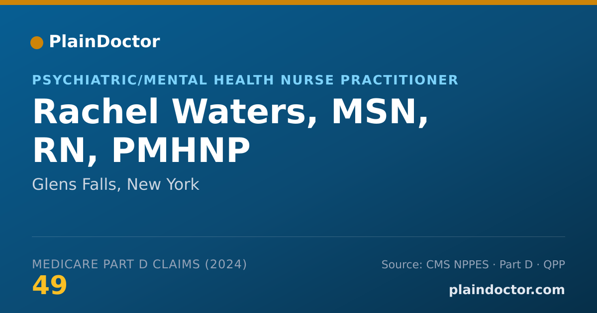 Shareable card for Rachel Waters, MSN, RN, PMHNP - Psychiatric/Mental Health Nurse Practitioner, Glens Falls, NY