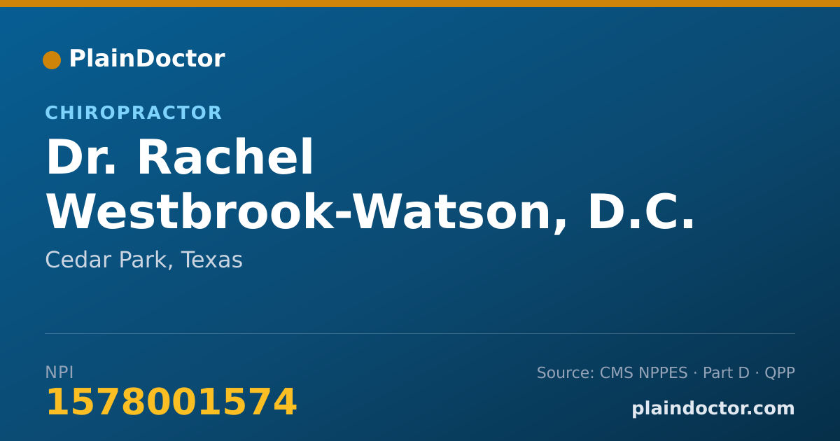 Shareable card for Rachel Westbrook-Watson, D.C. - Chiropractor, Cedar Park, TX