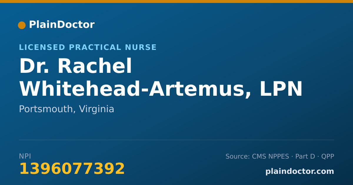 Shareable card for Rachel Whitehead-Artemus, LPN - Licensed Practical Nurse, Portsmouth, VA