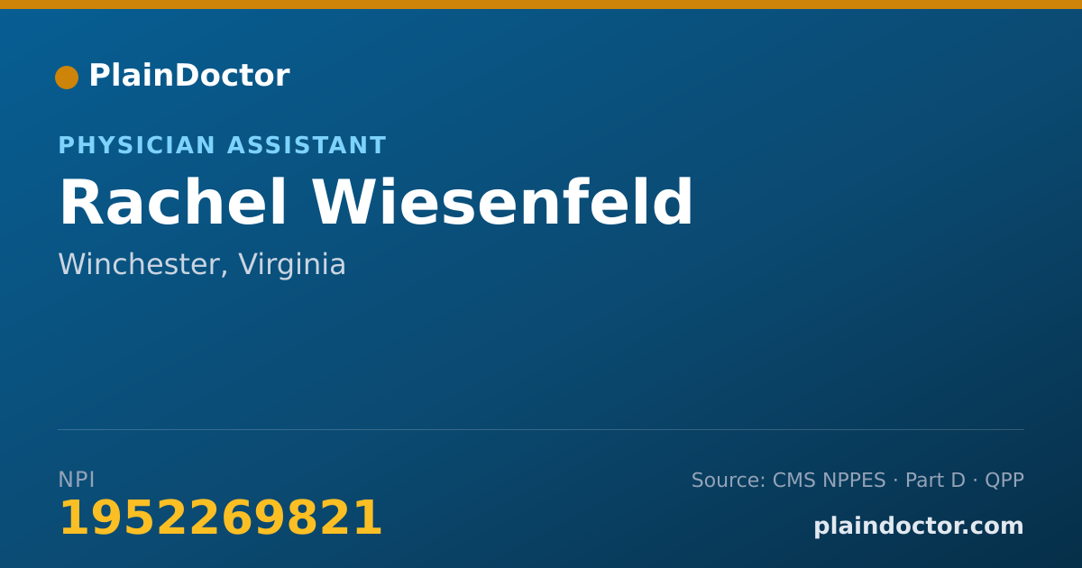 Shareable card for Rachel Wiesenfeld - Physician Assistant, Winchester, VA