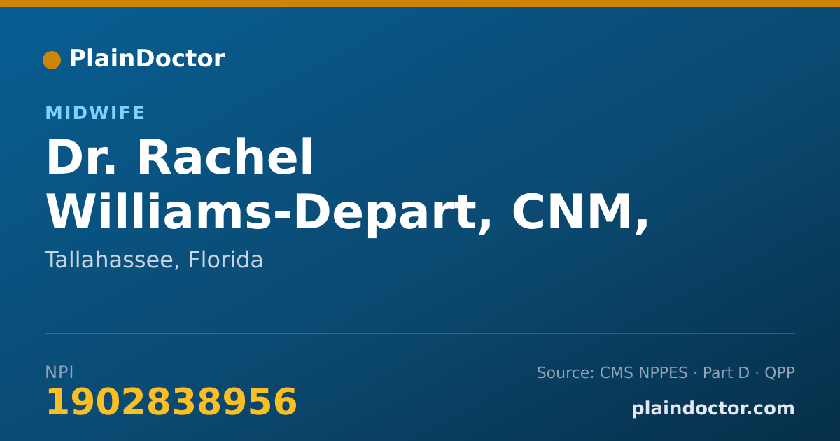 Shareable card for Rachel Williams-Depart, CNM, MS - Midwife, Tallahassee, FL