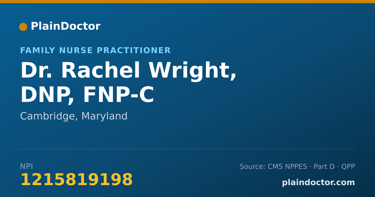 Shareable card for Rachel Wright, DNP, FNP-C - Family Nurse Practitioner, Cambridge, MD