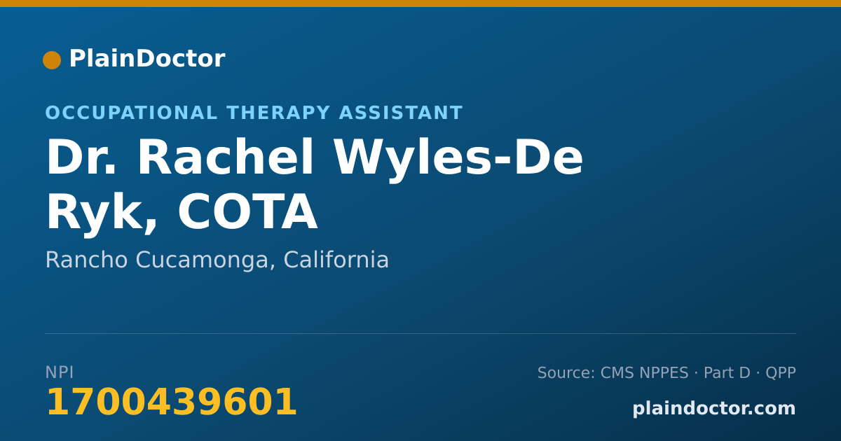 Shareable card for Rachel Wyles-De Ryk, COTA - Occupational Therapy Assistant, Rancho Cucamonga, CA