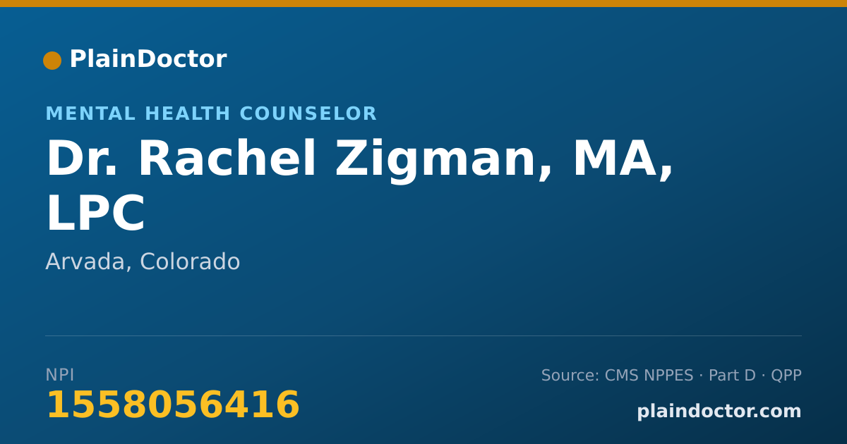 Shareable card for Rachel Zigman, MA, LPC - Mental Health Counselor, Arvada, CO