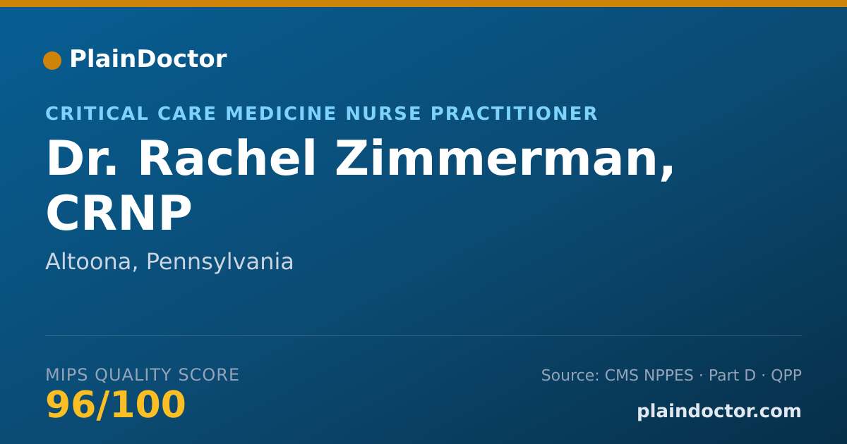 Shareable card for Rachel Zimmerman, CRNP - Critical Care Medicine Nurse Practitioner, Altoona, PA