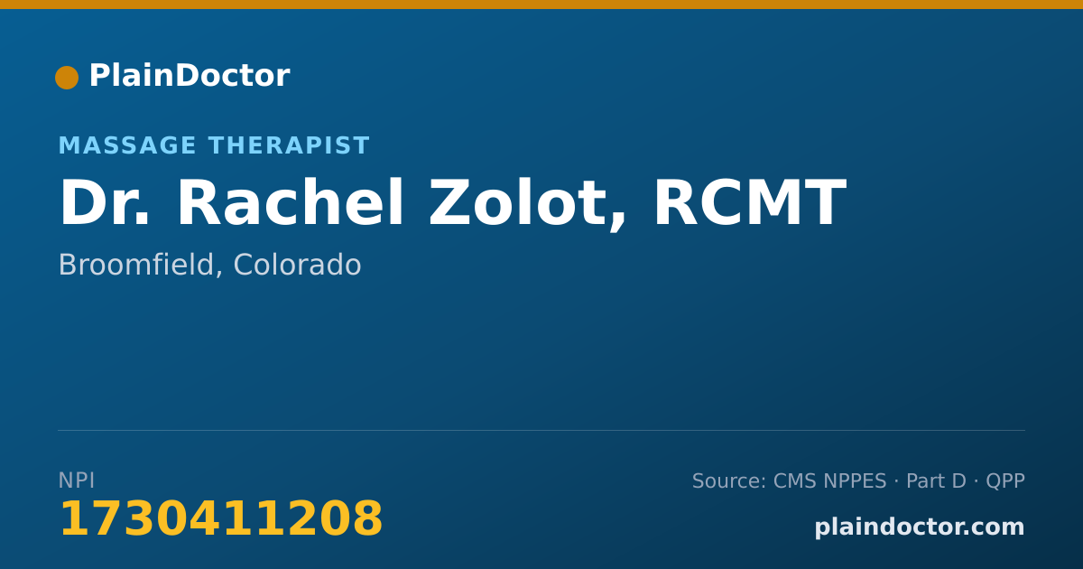 Shareable card for Rachel Zolot, RCMT - Massage Therapist, Broomfield, CO