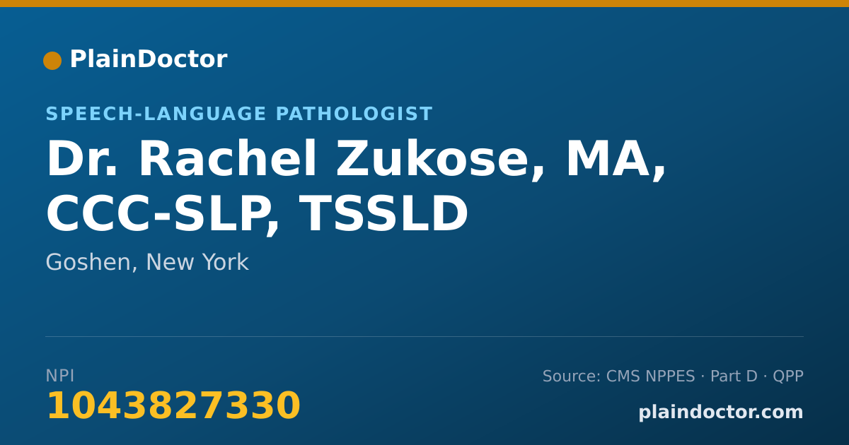 Shareable card for Rachel Zukose, MA, CCC-SLP, TSSLD - Speech-Language Pathologist, Goshen, NY