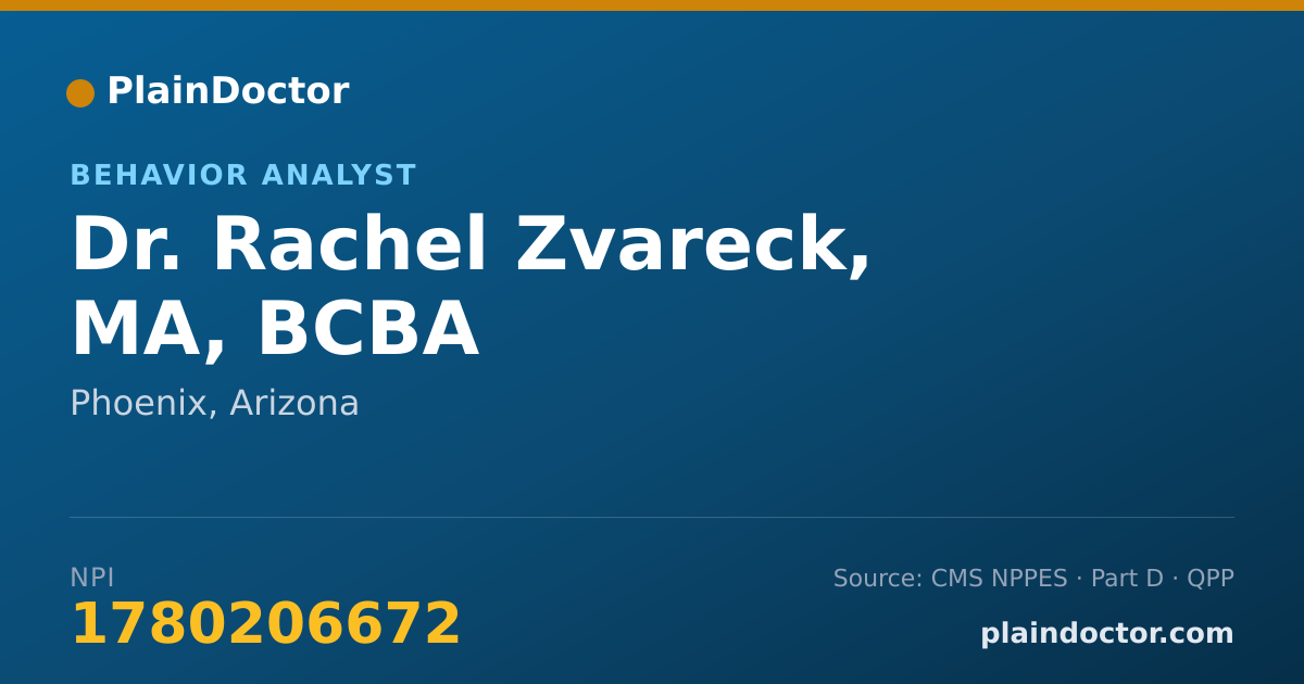 Shareable card for Rachel Zvareck, MA, BCBA - Behavior Analyst, Phoenix, AZ