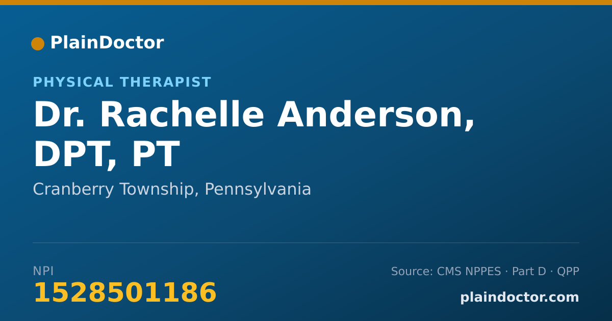 Shareable card for Rachelle Anderson, DPT, PT - Physical Therapist, Cranberry Township, PA