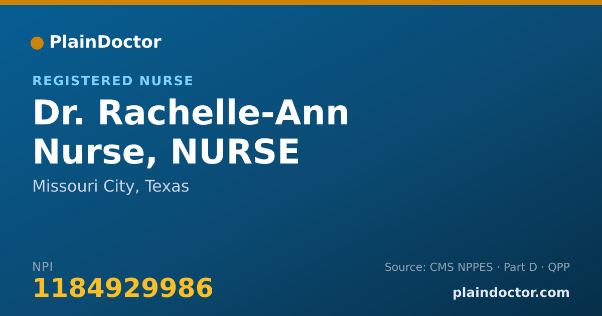 Shareable card for Rachelle-Ann Nurse, NURSE PRACTITIONER - Registered Nurse, Missouri City, TX