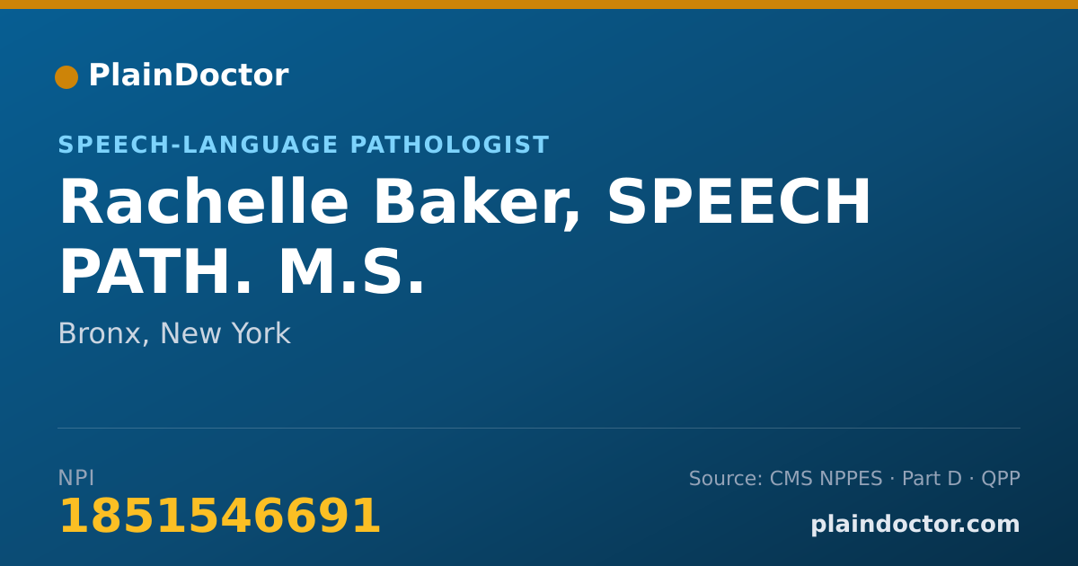 Shareable card for Rachelle Baker, SPEECH PATH. M.S. - Speech-Language Pathologist, Bronx, NY