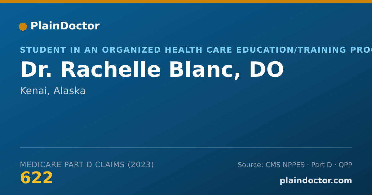 Shareable card for Rachelle Blanc, DO - Student in an Organized Health Care Education/Training Program, Kenai, AK