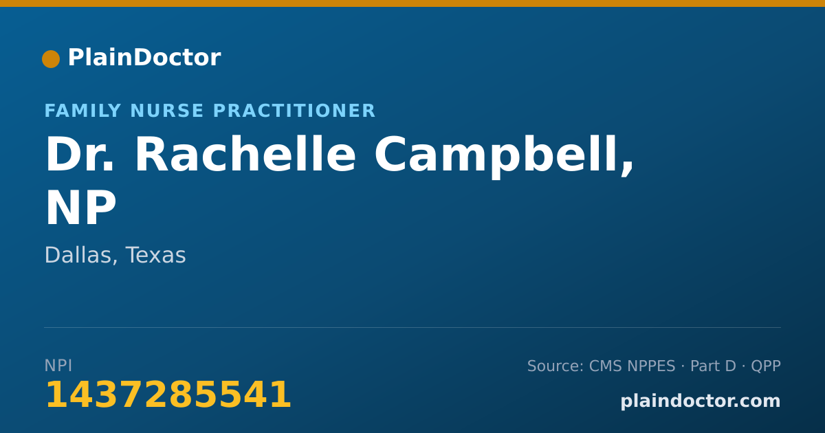 Shareable card for Rachelle Campbell, NP - Family Nurse Practitioner, Dallas, TX