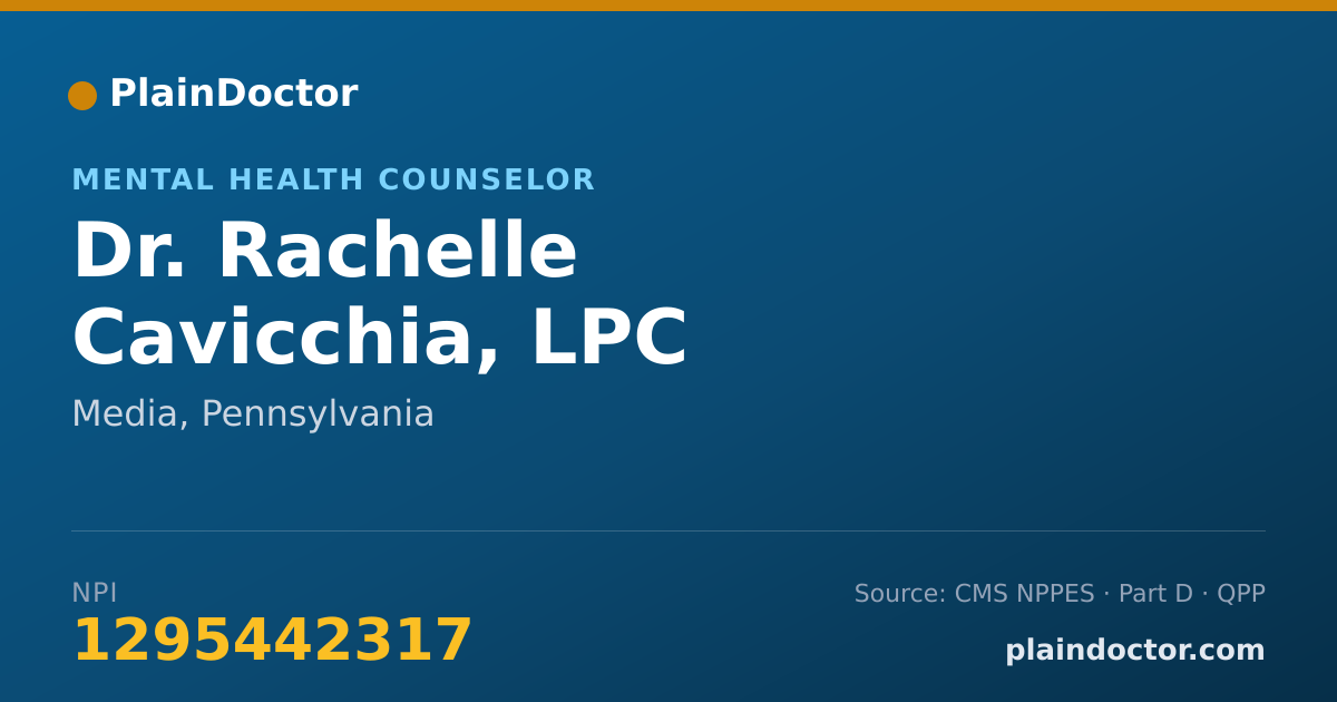 Shareable card for Rachelle Cavicchia, LPC - Mental Health Counselor, Media, PA
