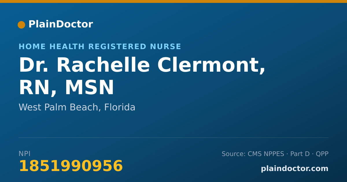 Shareable card for Rachelle Clermont, RN, MSN - Home Health Registered Nurse, West Palm Beach, FL