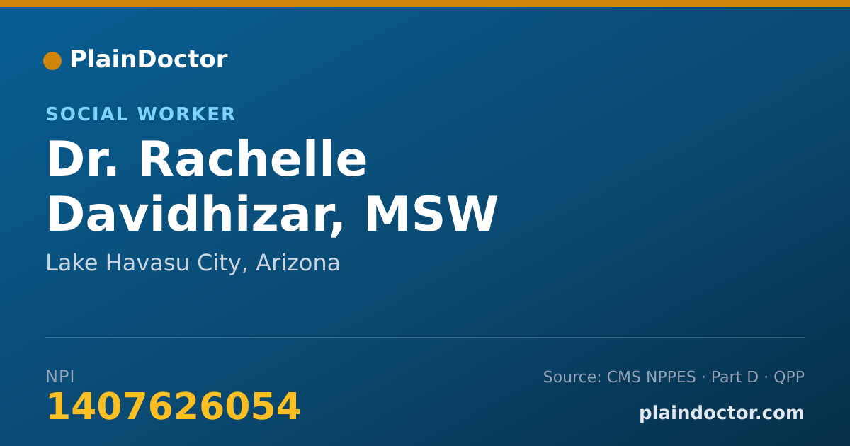Shareable card for Rachelle Davidhizar, MSW - Social Worker, Lake Havasu City, AZ