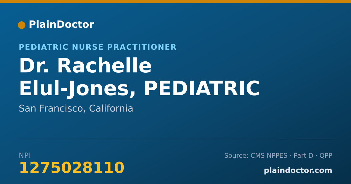 Shareable card for Rachelle Elul-Jones, PEDIATRIC NP - Pediatric Nurse Practitioner, San Francisco, CA