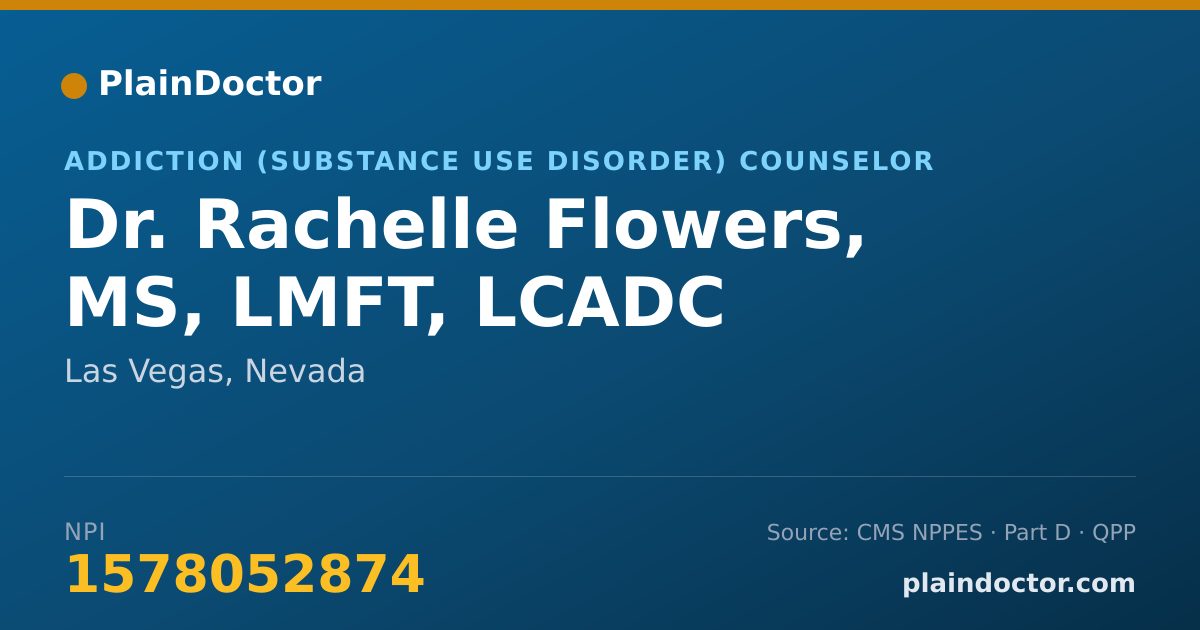 Shareable card for Rachelle Flowers, MS, LMFT, LCADC - Addiction (Substance Use Disorder) Counselor, Las Vegas, NV